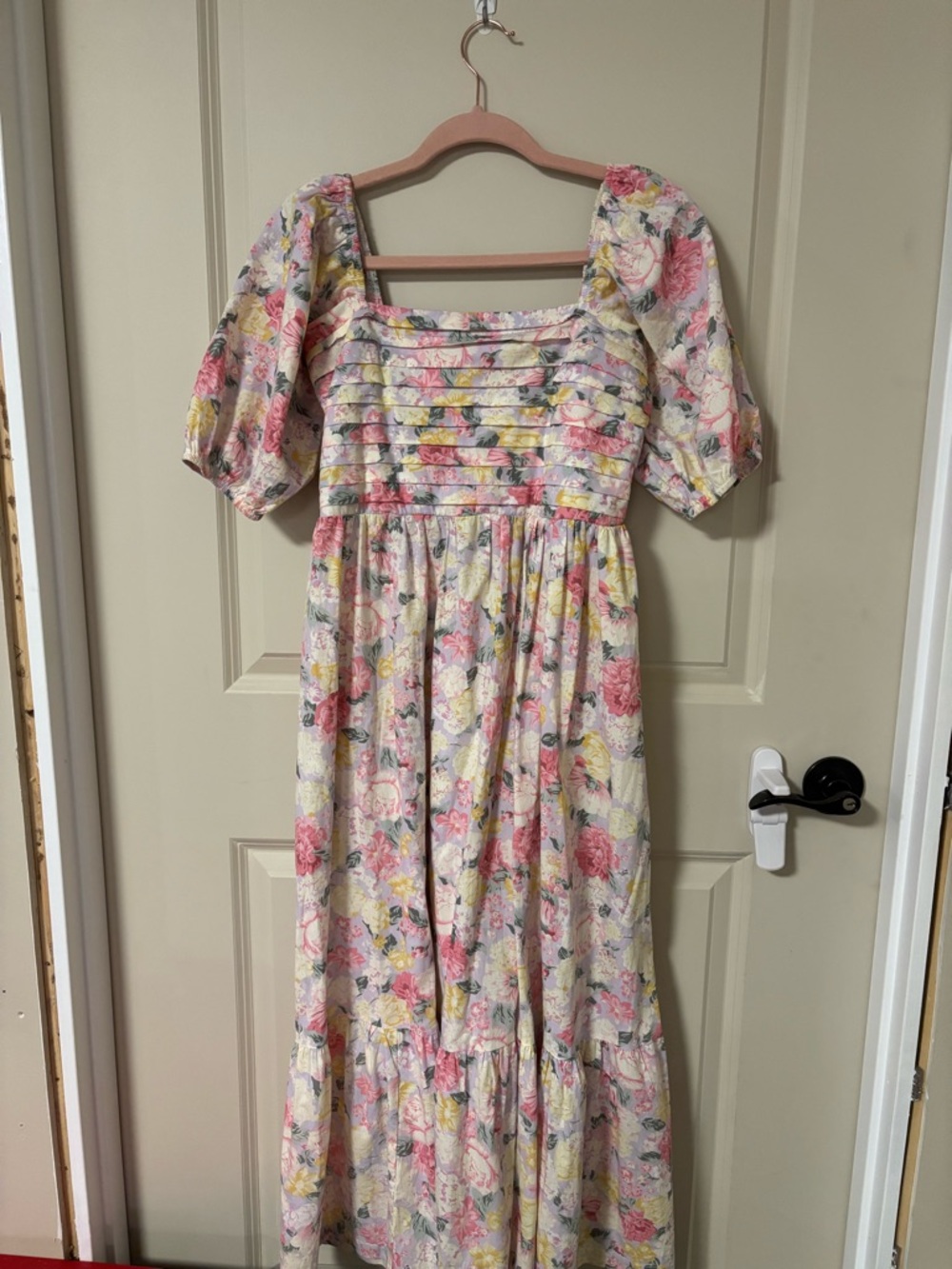 Floral Puff Sleeve Maternity  Dress